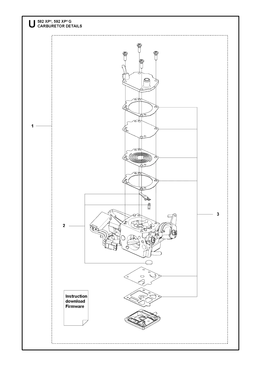 Carburetor Details Diagram and Parts List for 592XP-XPG  Husqvarna Chainsaw
