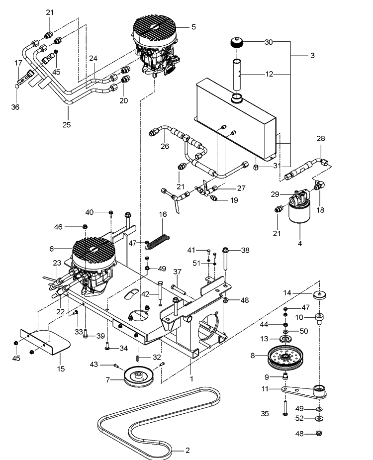 Hydraulic Pump - Motor Diagram and Parts List for 96661470200 2016-12 Husqvarna Lawn Mower