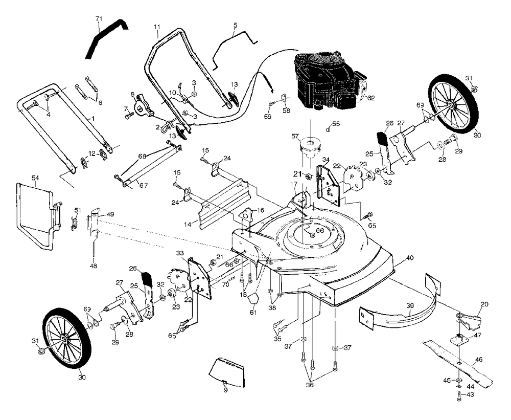 Repair Parts (A) Diagram and Parts List for 6522SH (954222718-A)(2000-01) Husqvarna Lawn Mower
