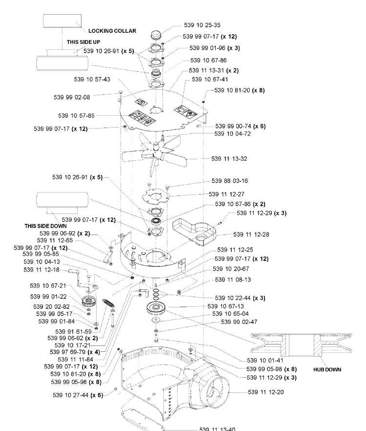 Accessories (Collection System Blower Assembly) Diagram and Parts List for IZ4217 (968999254)(2005-03) Husqvarna Lawn Mower