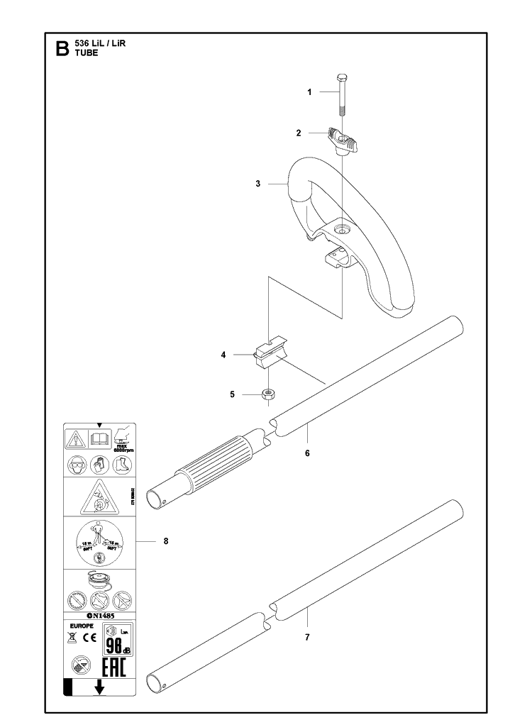 Tube Diagram and Parts List for 536LIR 2012-07 Husqvarna Brush Cutter