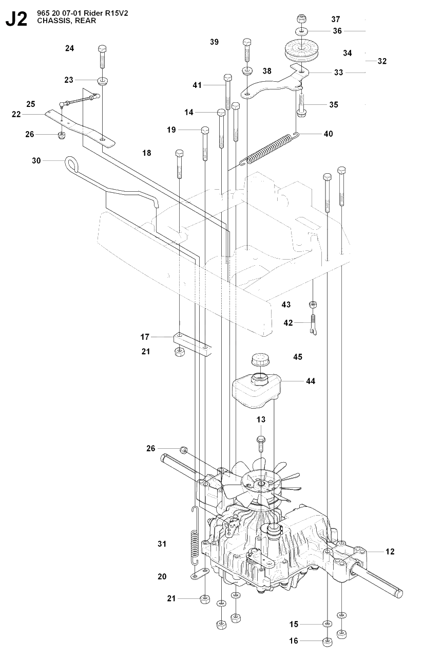 Transmission 4 Diagram and Parts List for R15-V2 (965200701)(2008-01) Husqvarna Lawn Tractor