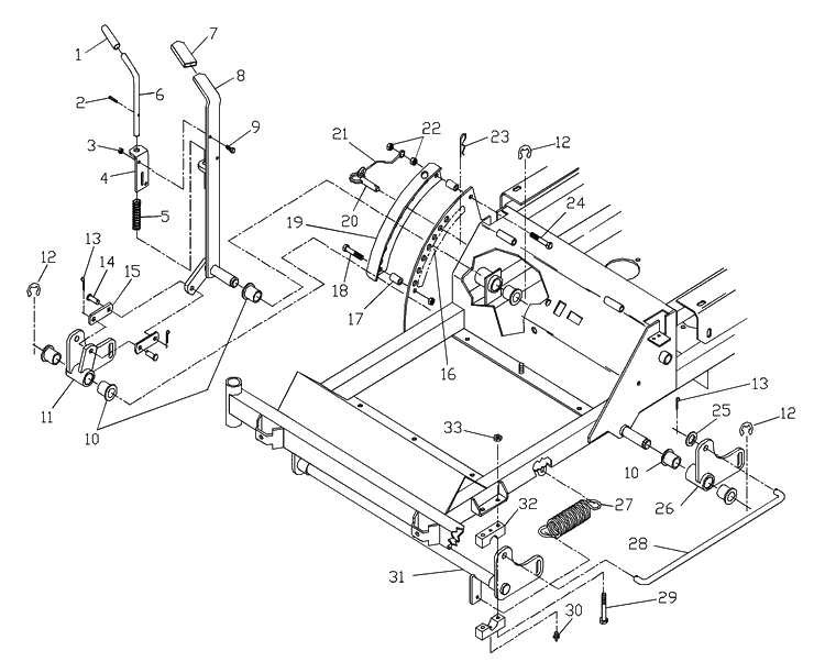 Deck Lift Assembly Diagram and Parts List for ZTH4817A (539104701-01)(2000-03) Husqvarna Lawn Mower