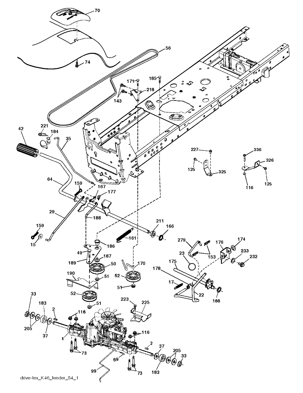 Drive 2 Diagram and Parts List for YTH1842 (917243820)(2017-12) Husqvarna Lawn Tractor