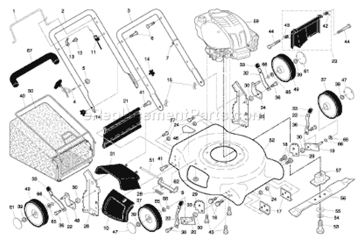 Page A Diagram and Parts List for 7021CM 7021 CM 96133000100 -2004-10 Husqvarna Lawn Mower