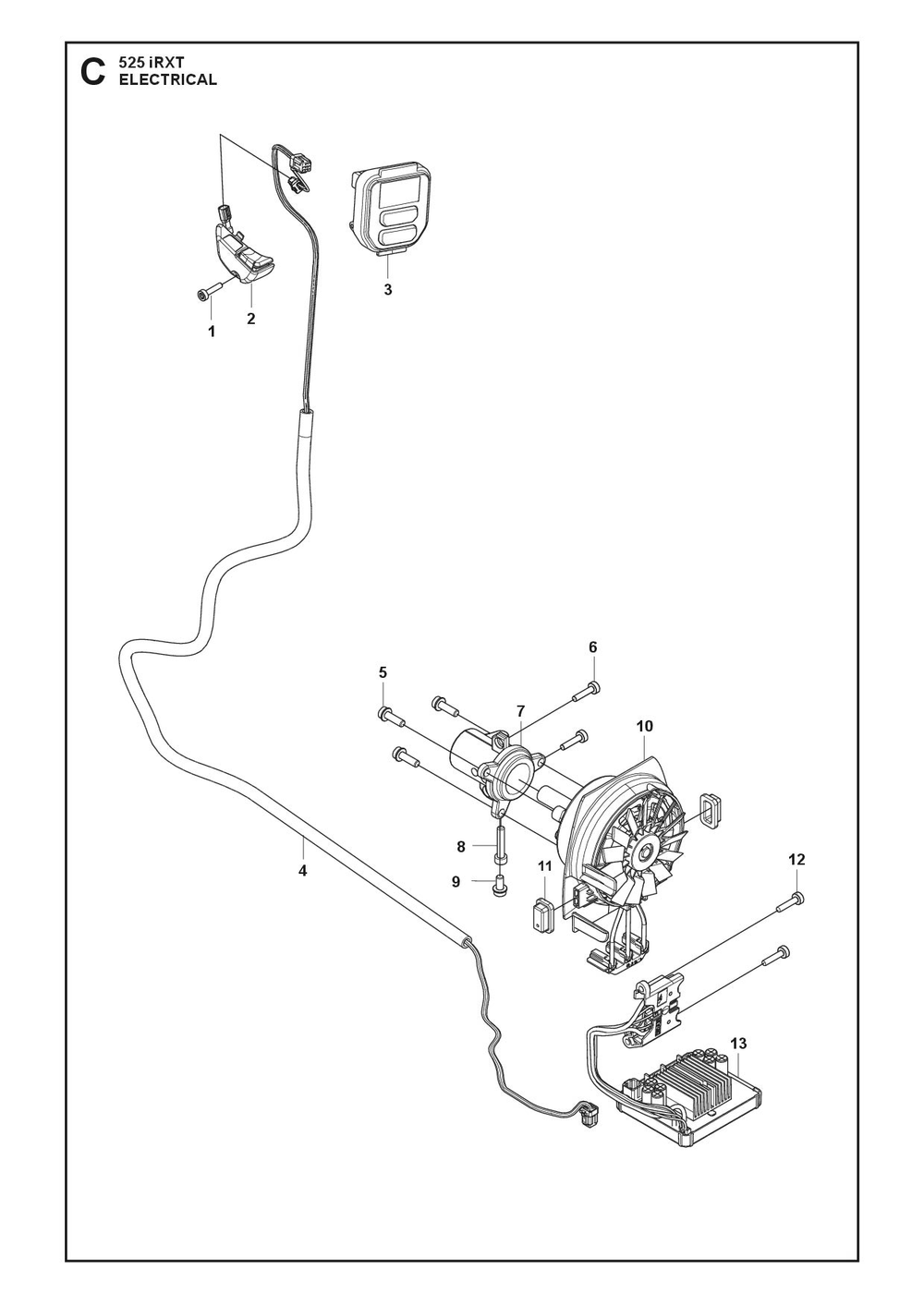 Electrical Diagram and Parts List for 525IRXT  Husqvarna Brush Cutter