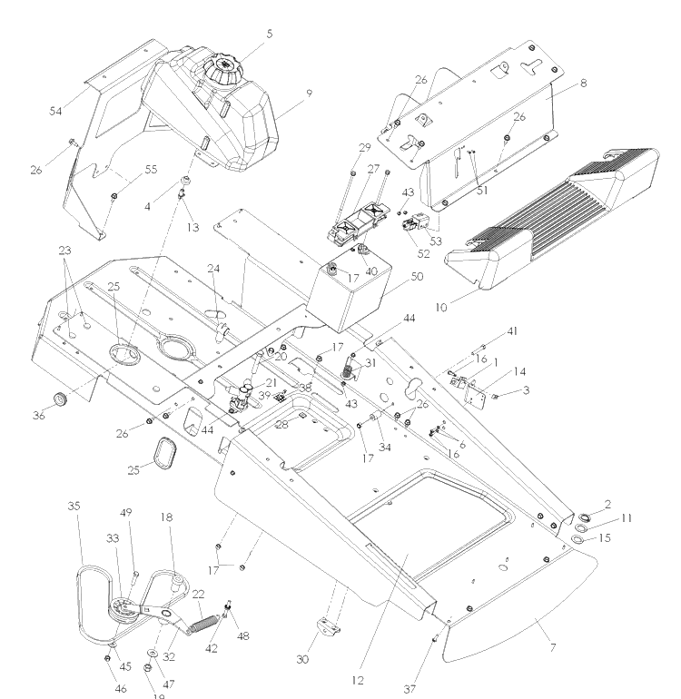 Chassis / Frame  1 Diagram and Parts List for Z4824 (968999512)(2007-04) Husqvarna Lawn Mower