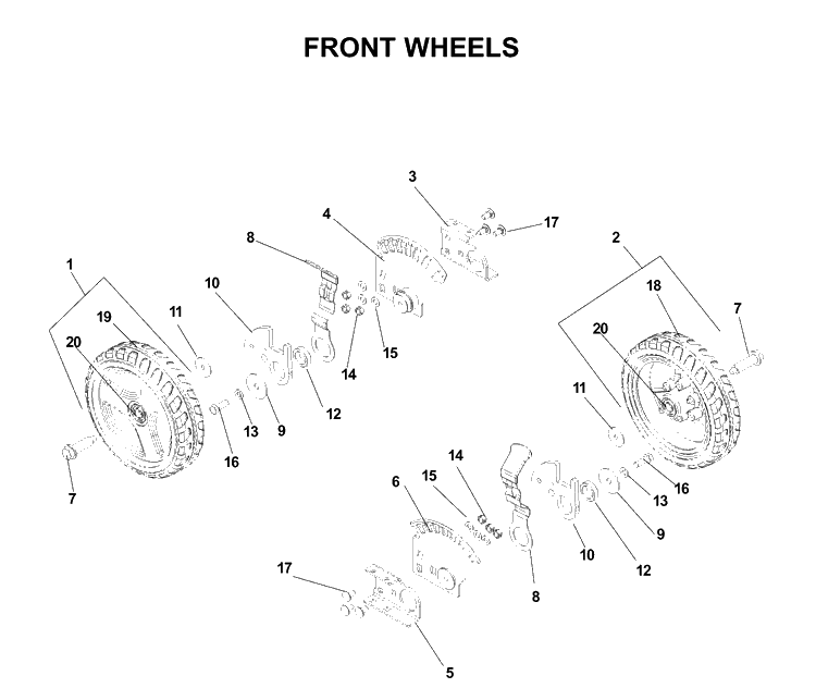 Wheels And Tires Diagram and Parts List for W53 (968999287)(2007-03) Husqvarna Lawn Mower