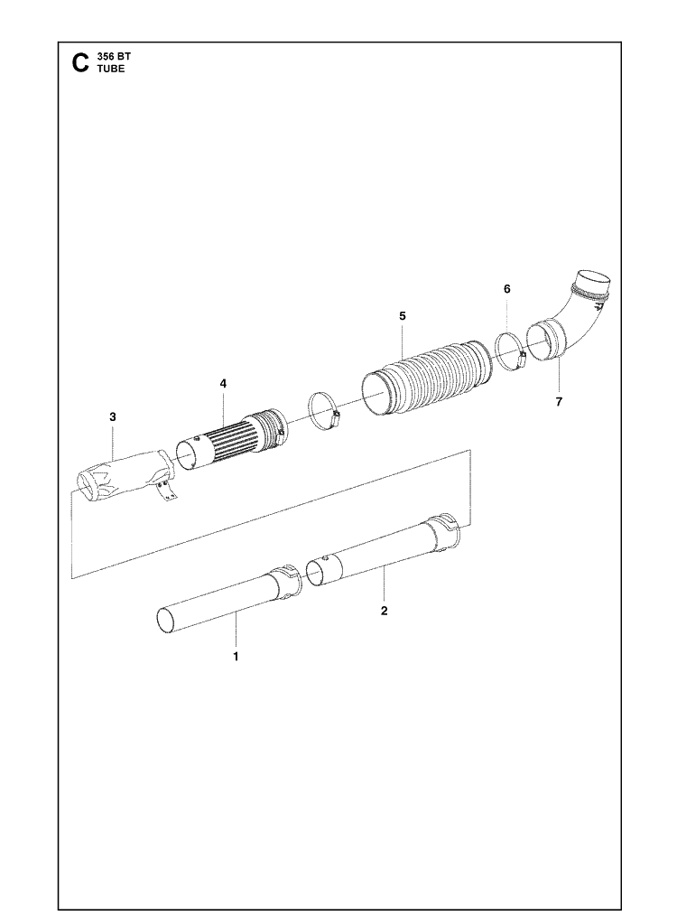 Tube Diagram and Parts List for 356BT  Husqvarna Leaf Blower / Vacuum