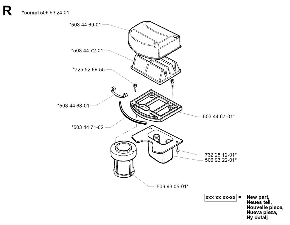 Air Filter Diagram and Parts List for PF18 2001-01 Husqvarna Lawn Tractor