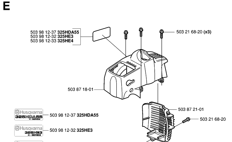 Cover Diagram and Parts List for 325HDA55 (X-SERIES)(20010100001-20011800000) Husqvarna Hedge Trimmer
