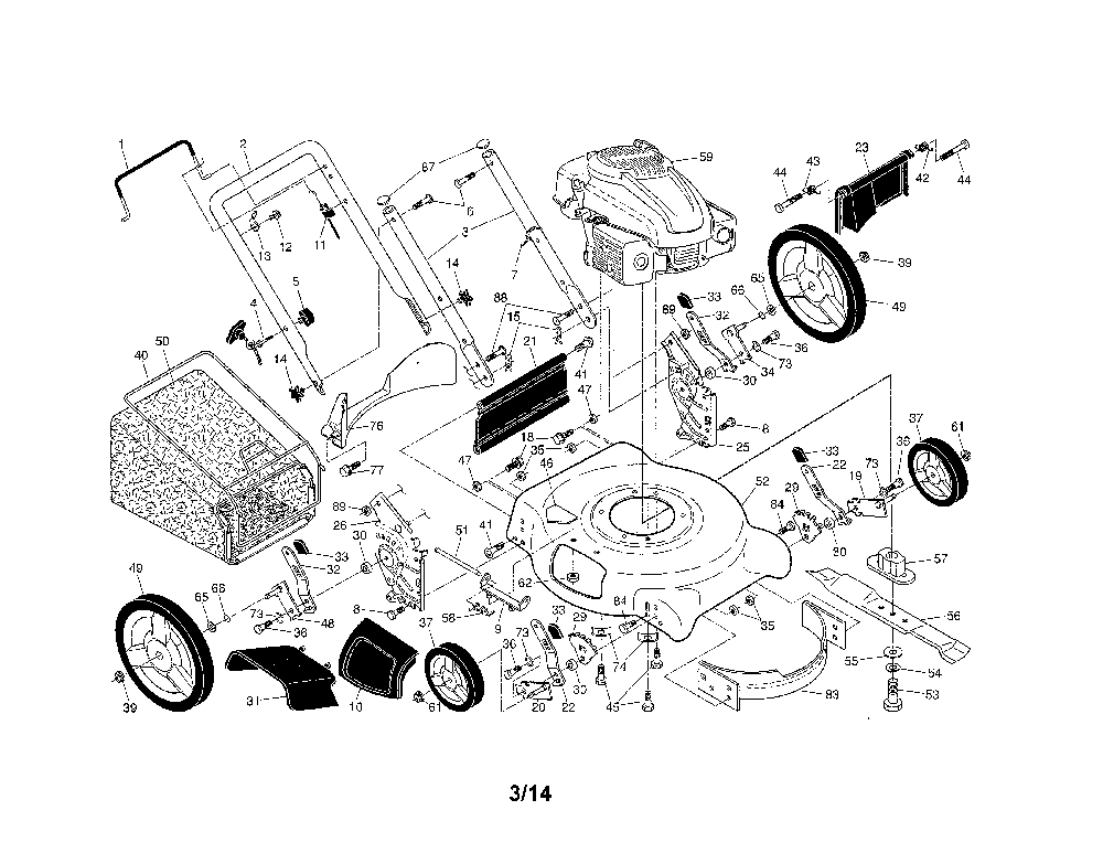 Lawn mower Diagram and Parts List for 91738451B  Husqvarna Lawn Mower