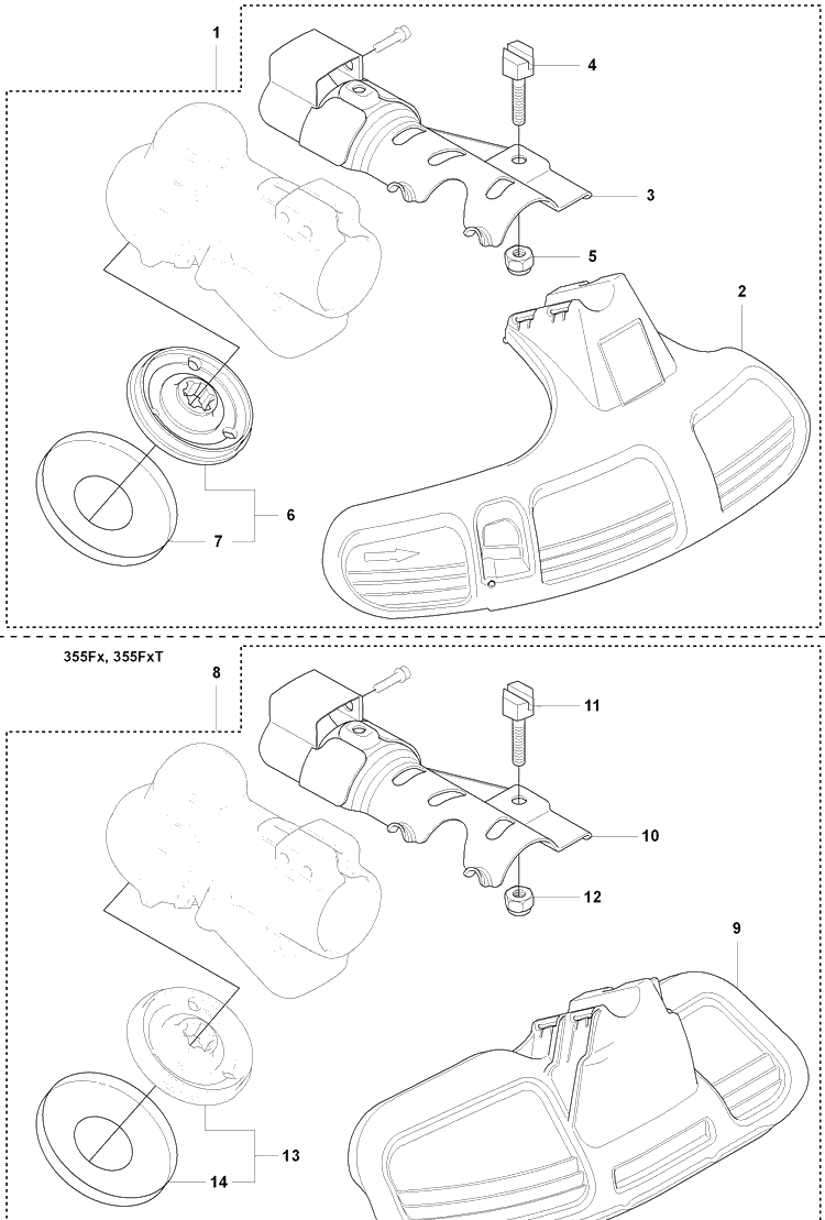 Guards / 355fx / 355fxt Diagram and Parts List for 355 2007-07 Husqvarna Brush Cutter
