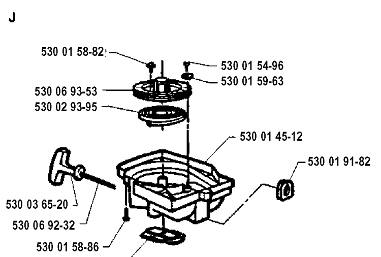 Starter Diagram and Parts List for 18H 19920900001-19941400000 Husqvarna Hedge Trimmer