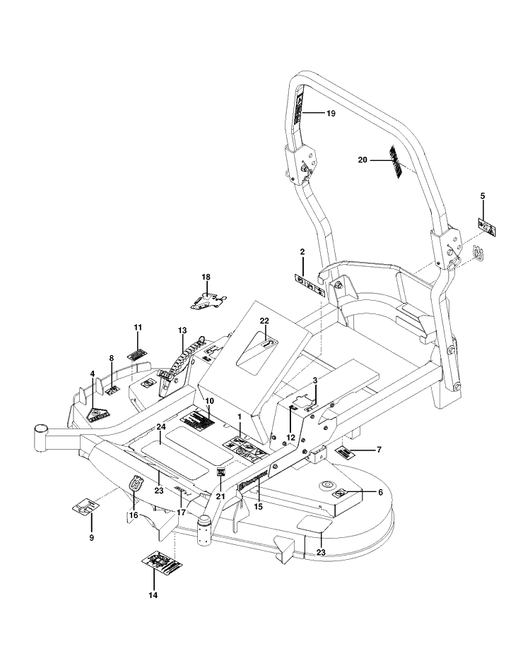 Decals Diagram and Parts List for M-ZT61BF (96717700400)(2013-01) Husqvarna Lawn Mower