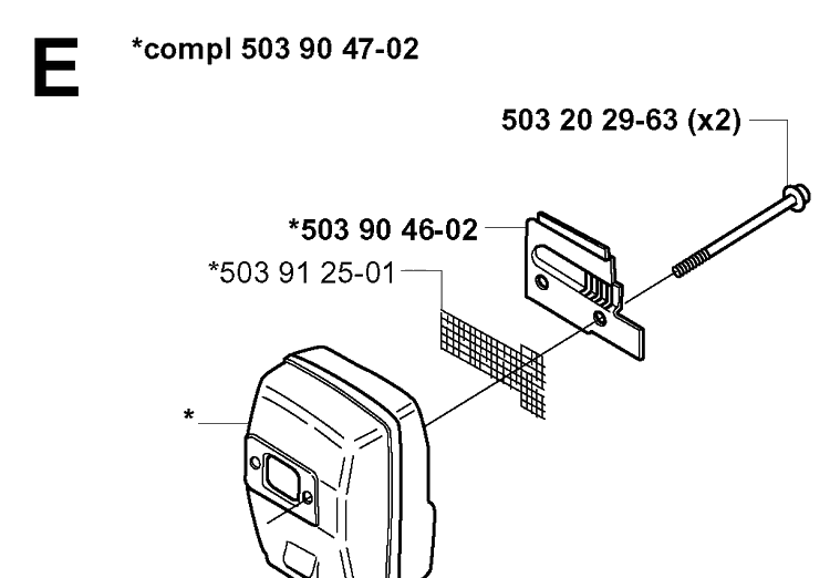 Muffler Diagram and Parts List for 240RBD 20004000001-Current Husqvarna Brush Cutter