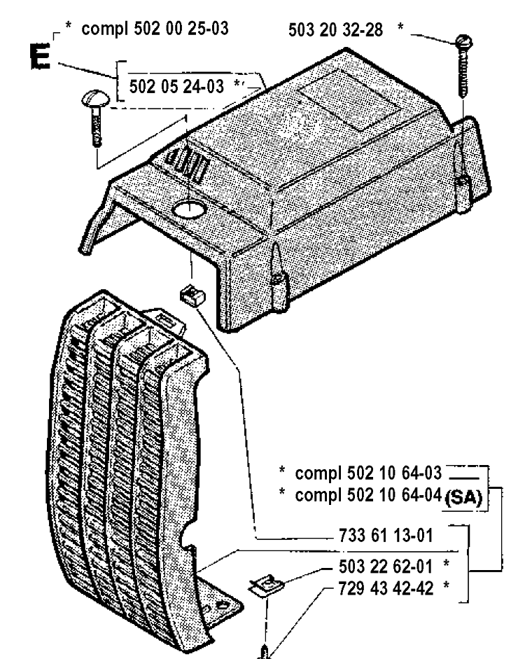 Cylinder Cover Diagram and Parts List for 265RX 19921800001-19954500000 Husqvarna Brush Cutter