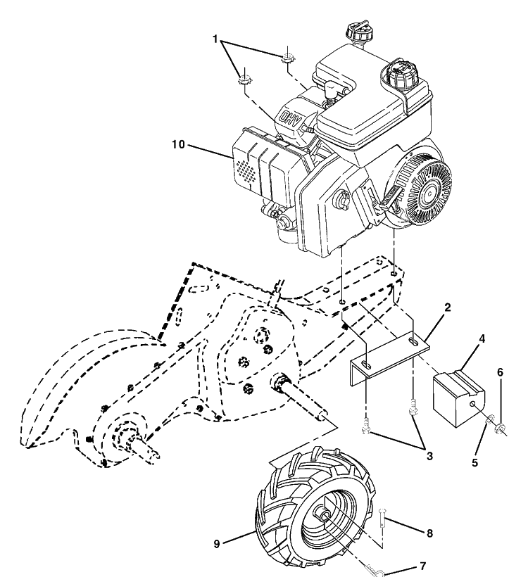 Mainframe, Right Side Diagram and Parts List for CRT61 (954140022A)(1997-07) Husqvarna Tiller