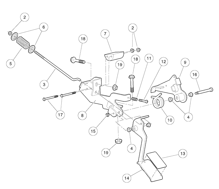 Accelerator Pedal Assembly - Style B Diagram and Parts List for HUV4421GXP 2009 Husqvarna Lawn Tractor