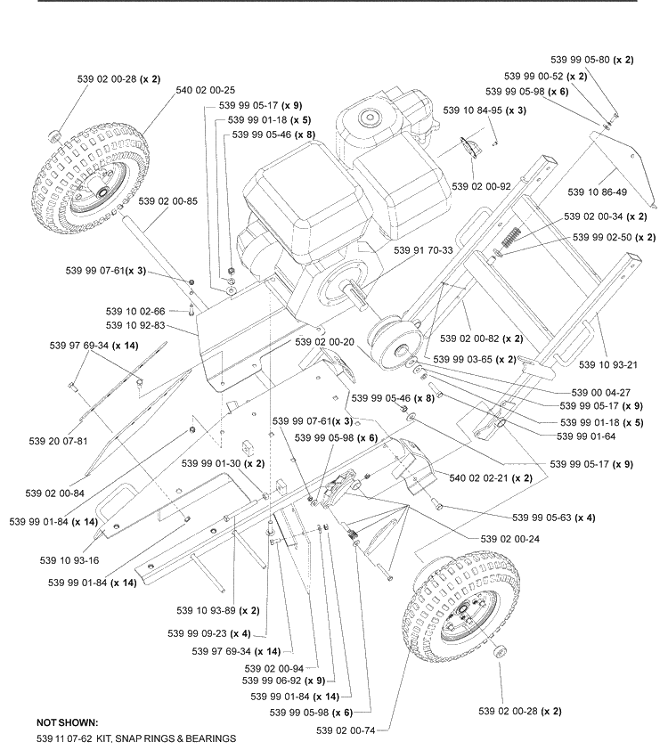 Deck Assembly Diagram and Parts List for SG13 (968999239)(2009-02) Husqvarna Stump Grinder