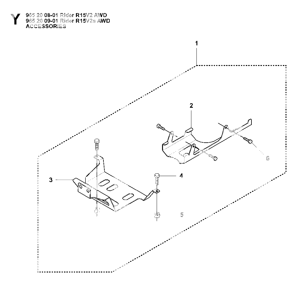 Accessories Diagram and Parts List for RIDER15V2SAWD (965200901)(2008-01) Husqvarna Lawn Tractor