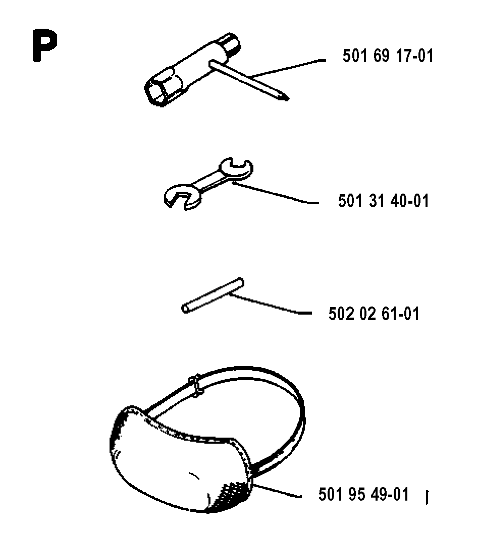 Accessories Diagram and Parts List for 125RB 19931400001 & Above Husqvarna Trimmer
