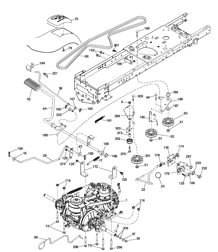 Drive Diagram and Parts List for YTA19K42 (96043013901)(2012-10) Husqvarna Lawn Tractor