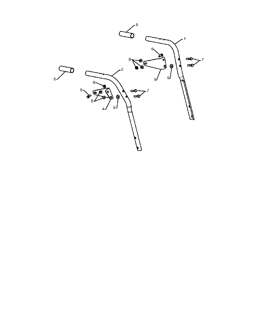 Handle Diagram and Parts List for 1830SB96193005701 2010-08 Husqvarna Snow Blower