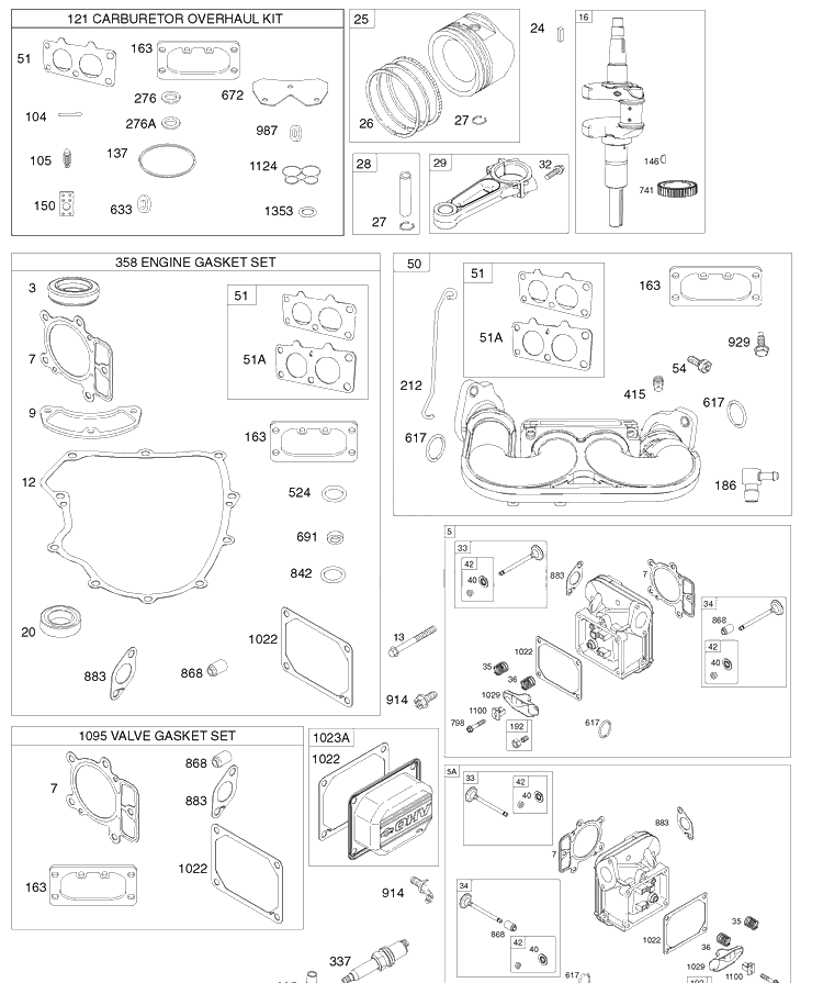Briggs Engine Image 2 Diagram and Parts List for YTH2348 (917289571)(2010-04) Husqvarna Lawn Mower