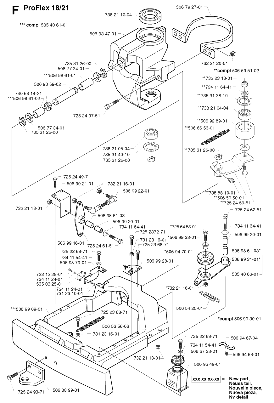 Steering Diagram and Parts List for PF21 2002-05 Husqvarna Lawn Tractor