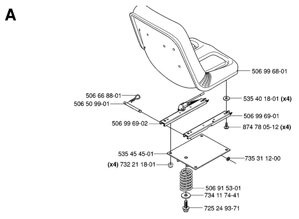 Seat Diagram and Parts List for R15-V2AWD (965080101)(2006-01) Husqvarna Lawn Tractor