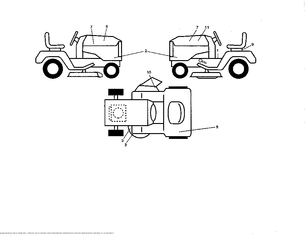Decals Diagram and Parts List for GT54CS-96043022500  Husqvarna Lawn Tractor