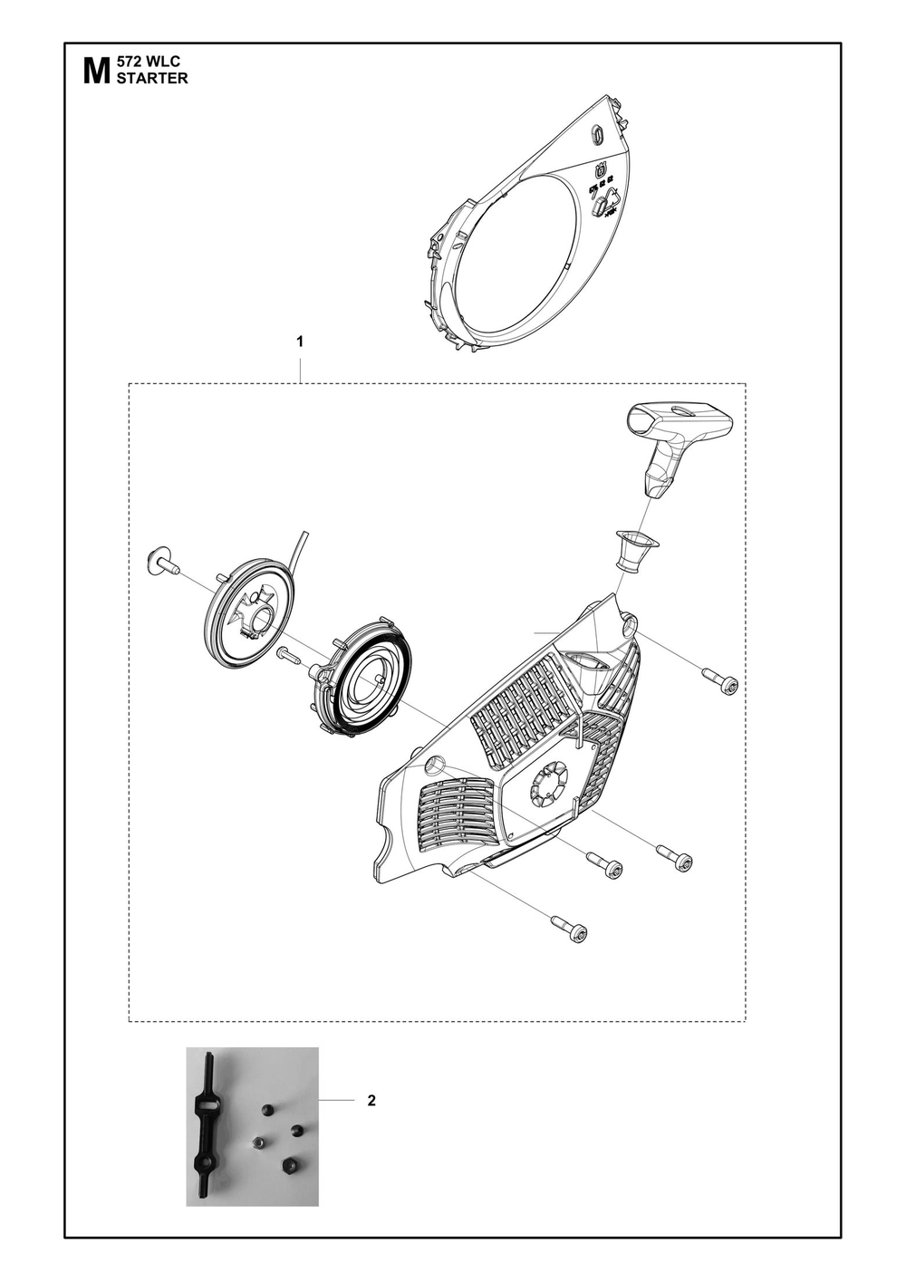 Starter Diagram and Parts List for 572WLC  Husqvarna Lawn Tractor Accessories