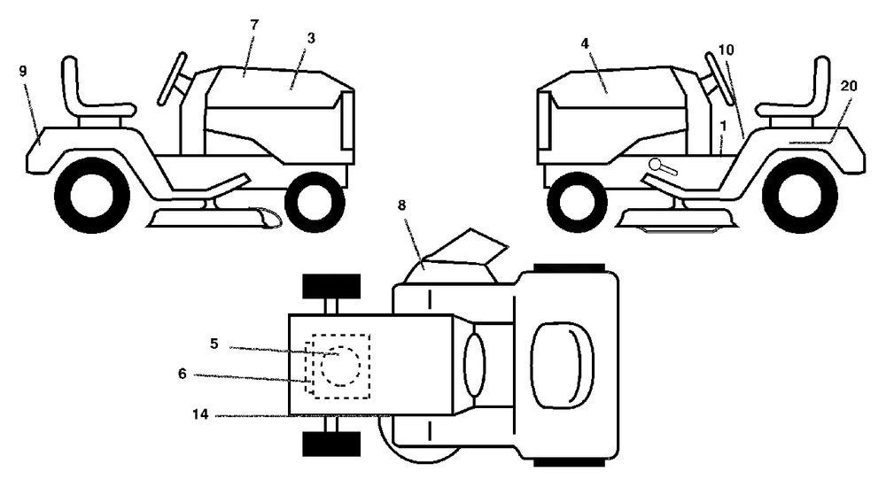 Decals Diagram and Parts List for LT1538 (954569776-A)(2002-11) Husqvarna Lawn Tractor