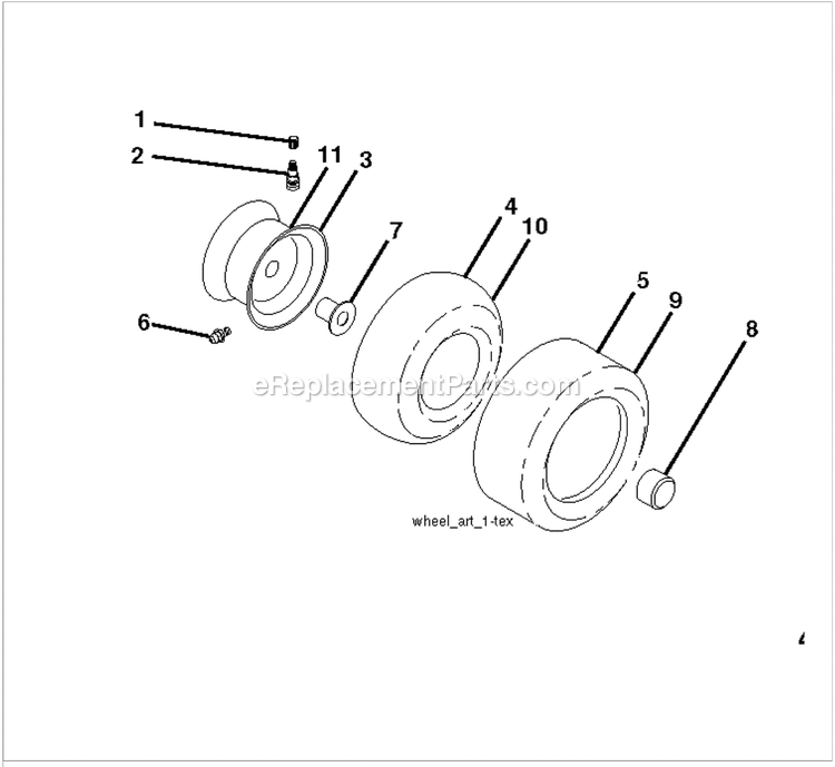 Wheel Diagram and Parts List for TS148XK  Husqvarna Lawn Tractor