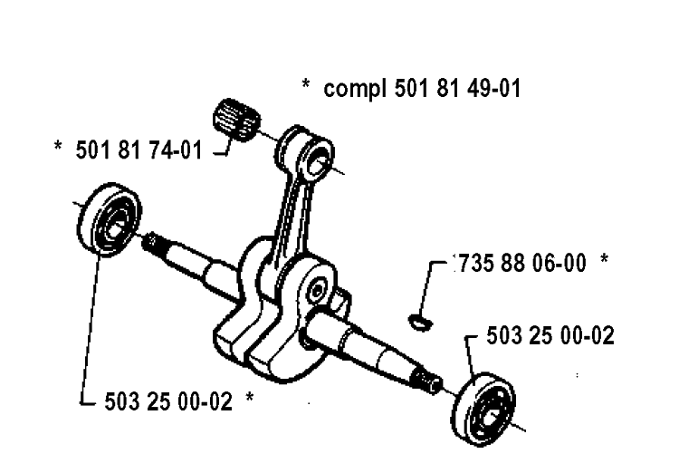 Crankshaft Diagram and Parts List for 394XP 19940100001-19960100000 Husqvarna Chainsaw