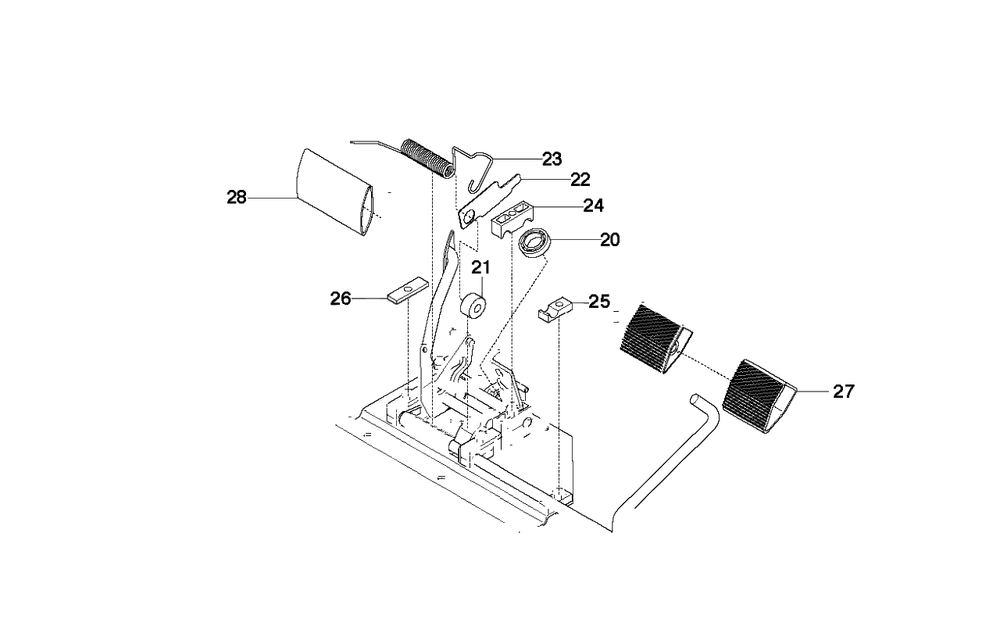 Pedals 2 Diagram and Parts List for PF21 (965192401)(2010-07) Husqvarna Lawn Tractor