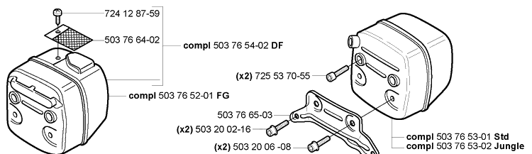 Muffler Diagram and Parts List for 365EPA 2005-05 Husqvarna Chainsaw