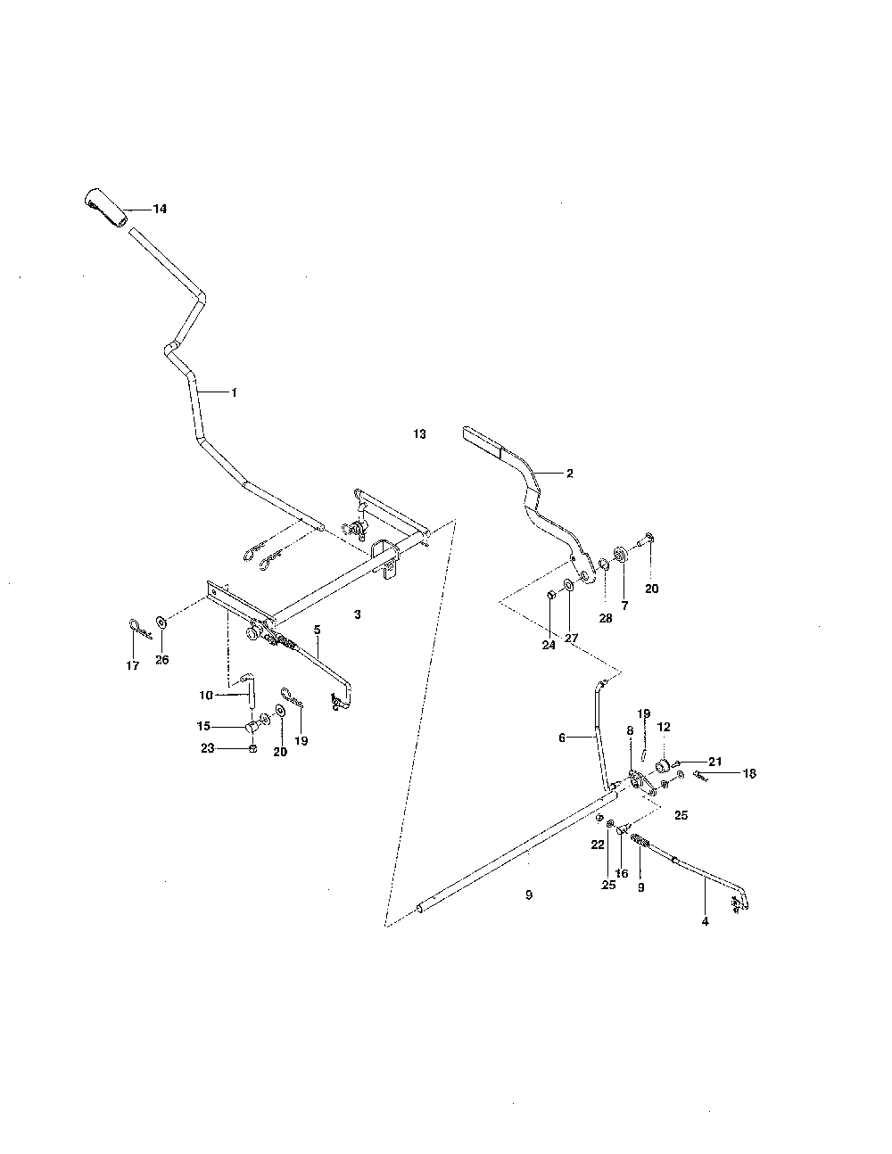 Brake/deck lift Diagram and Parts List for RZ4219-966809001  Husqvarna Lawn Mower