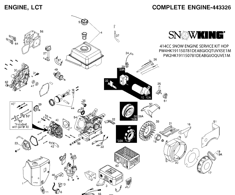 Engine 443326-Us/Can Diagram and Parts List for 12527HV 2010-07 Husqvarna Snow Blower