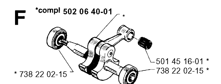Crankshaft Diagram and Parts List for 250RX 19954000001-19973100000 Husqvarna Brush Cutter