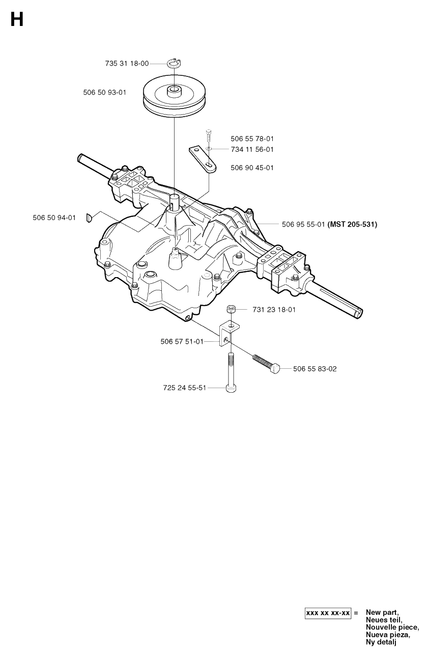 Transmission Diagram and Parts List for R11BIO 2002-02 Husqvarna Lawn Tractor