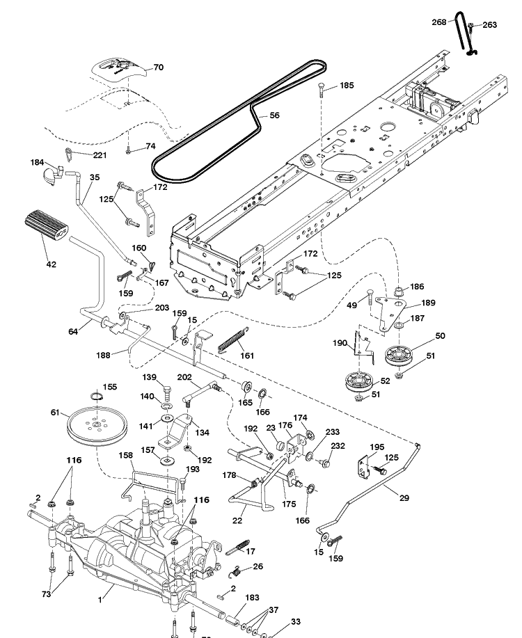 Drive Diagram and Parts List for TS138M (96041042000)(2018-07) Husqvarna Lawn Tractor