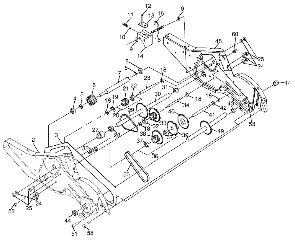 Transmission Diagram and Parts List for 500RTT (954329318-B)(2003-11) Husqvarna Tiller