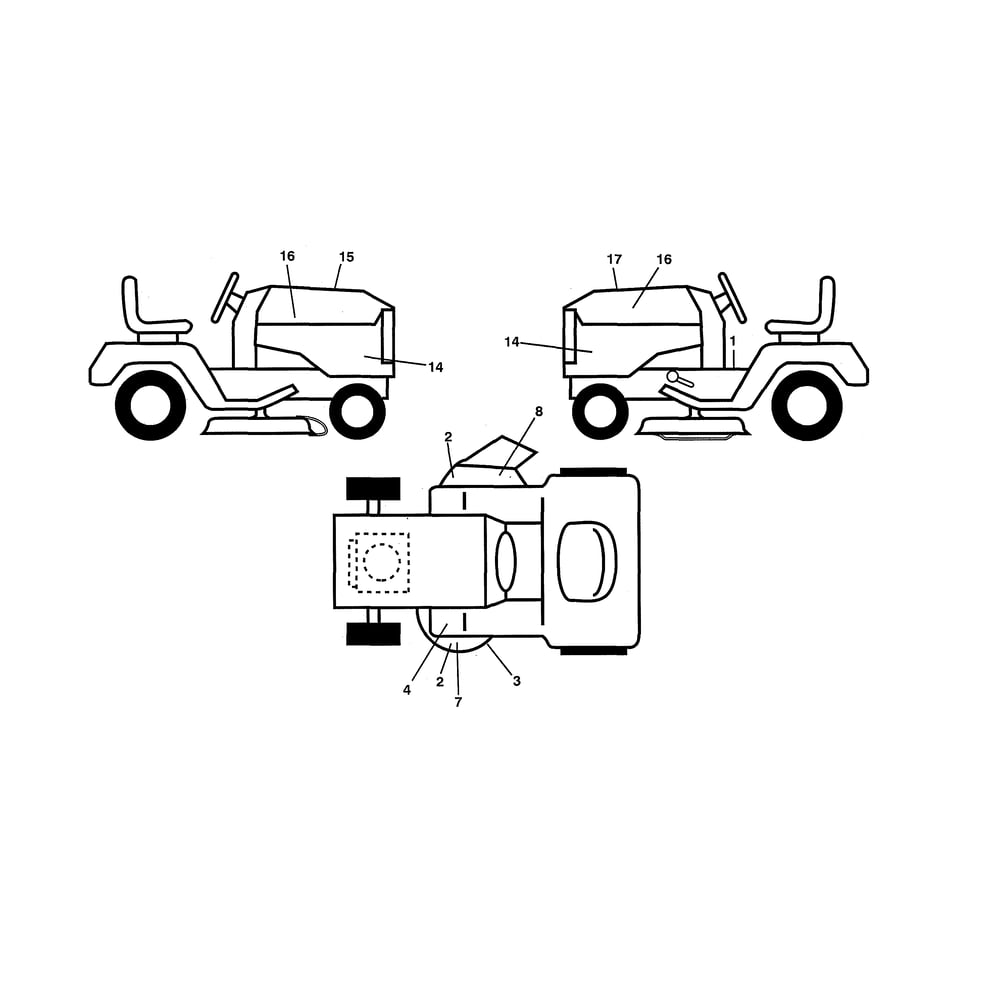 Decals Diagram and Parts List for 96043029500  Husqvarna Lawn Tractor