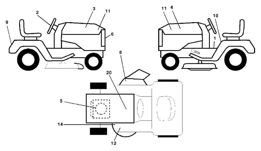 Decals Diagram and Parts List for YTH1848XP (954567260-B)(2001-05) Husqvarna Lawn Tractor