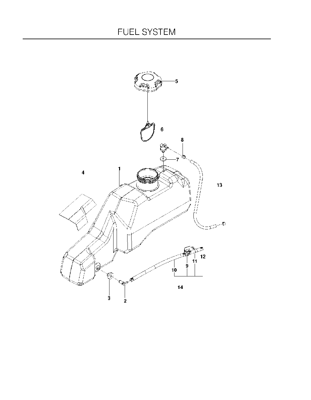 Fuel System Diagram and Parts List for EZ24TCE (966659701)(2010-12) Husqvarna Lawn Tractor