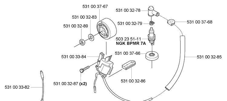 Ignition / Flywheel Diagram and Parts List for 165BT 2005-08 Husqvarna Leaf Blower / Vacuum