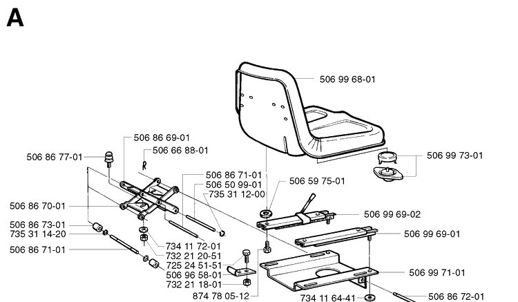 Seat Diagram and Parts List for PR15 2002-02 Husqvarna Lawn Mower