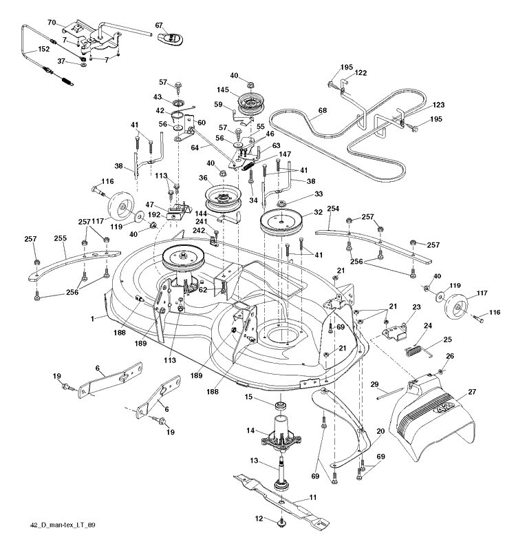 Mower Deck / Cutting Deck Diagram and Parts List for YTA19K42 (96048006801)(2016-12) Husqvarna Lawn Tractor